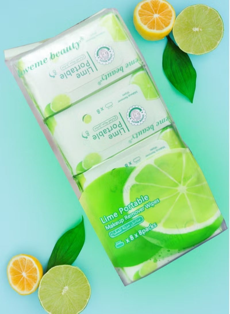 مناديل مزيل المكياج باليمون - 8 قطع × 8 عبوات