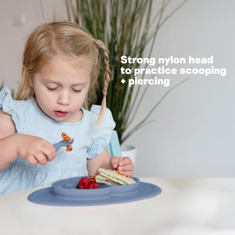 ezpz Mini Utensils - 12 Months+ (Fork & Spoon in Coral) - 100% BPA Free Fork and Spoon - Toddler Utensils - Designed by a Pediatric Feeding Specialist - Image 5