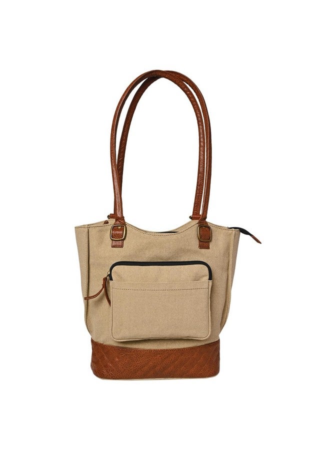 Mona B Women Convertible Tote 2 In 1 Classic Canvas Bag Ecofriendly Fabric Daily Essential | office | Shopping Pack of 1, Beige - Image 1