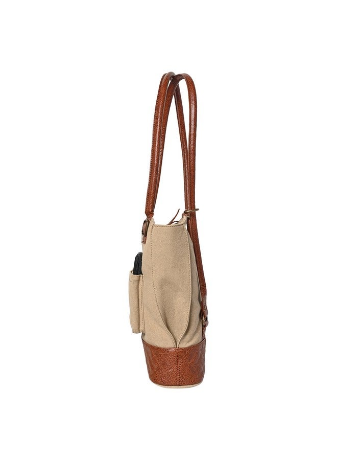 Mona B Women Convertible Tote 2 In 1 Classic Canvas Bag Ecofriendly Fabric Daily Essential | office | Shopping Pack of 1, Beige - Image 4