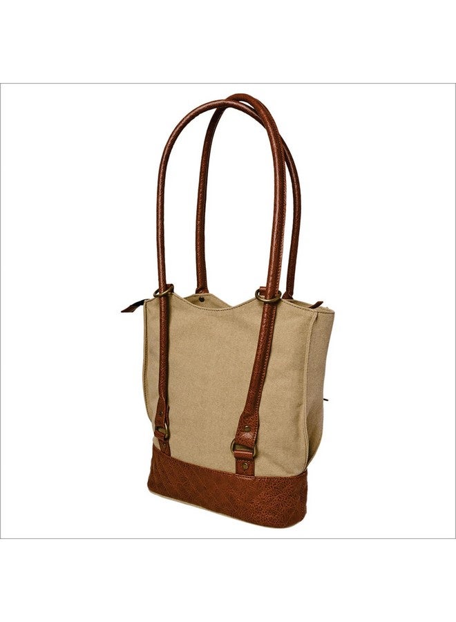 Mona B Women Convertible Tote 2 In 1 Classic Canvas Bag Ecofriendly Fabric Daily Essential | office | Shopping Pack of 1, Beige - Image 2