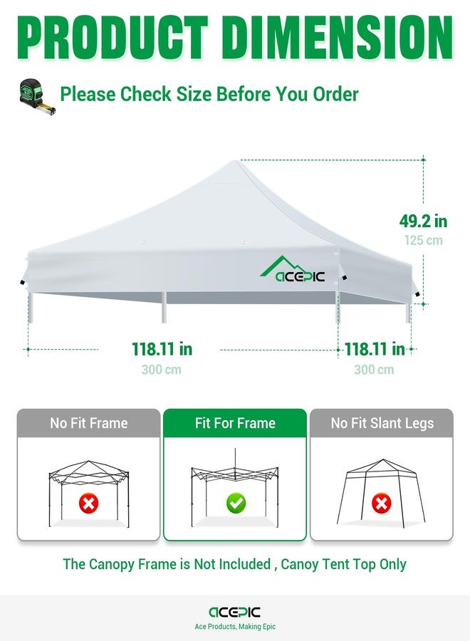 Acepic 10x10 Canopy Tent Top Cover，UV Protection Tent Roof for Outdoor Patio Events，Instant Canopy Top Cover Only(White) - Image 2