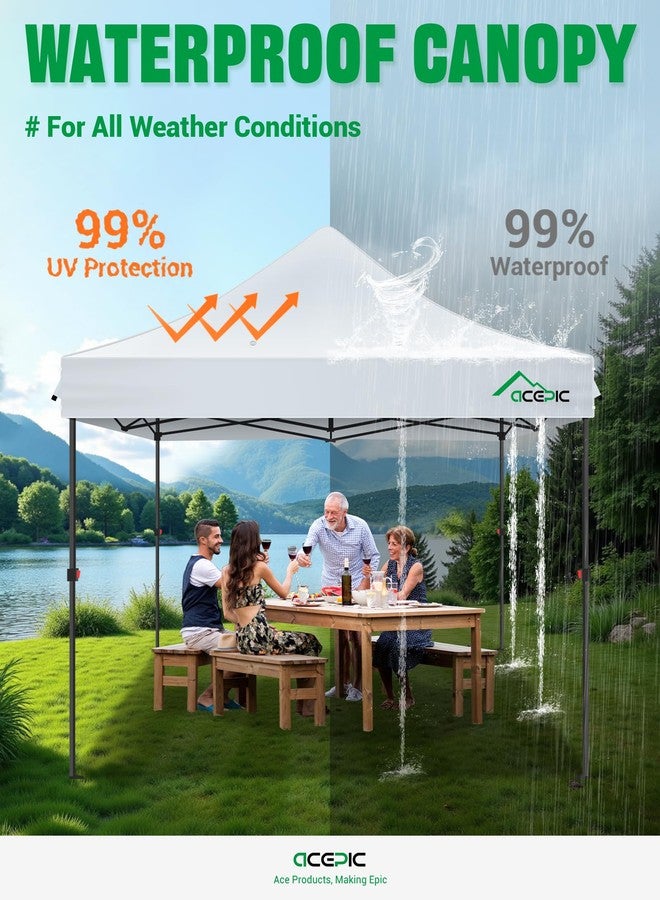 Acepic 10x10 Canopy Tent Top Cover，UV Protection Tent Roof for Outdoor Patio Events，Instant Canopy Top Cover Only(White) - Image 3