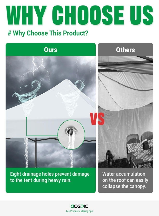 Acepic 10x10 Canopy Tent Top Cover，UV Protection Tent Roof for Outdoor Patio Events，Instant Canopy Top Cover Only(White) - Image 4