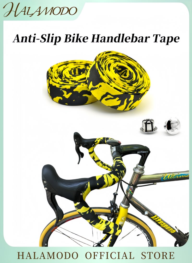 1Pair Anti-Slip Bike Handlebar Tape Road Bike Handlebar Tape Comfortable Bicycle Bar Wraps Universal Camouflage Bike Bar Tape for Road Racing - Image 1