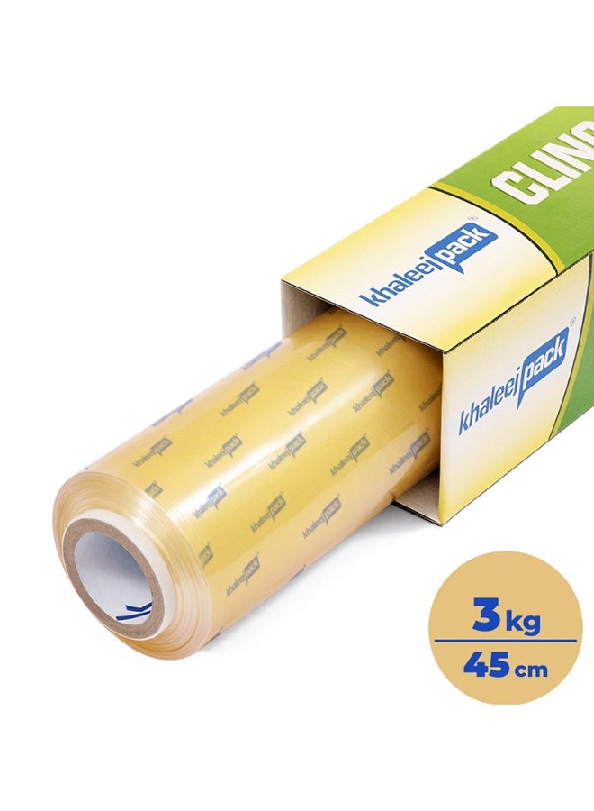 Khaleej Pack Cling Film 3 kg  45cm width Bulky Roll For Food Wrap & Storage. - Image 1