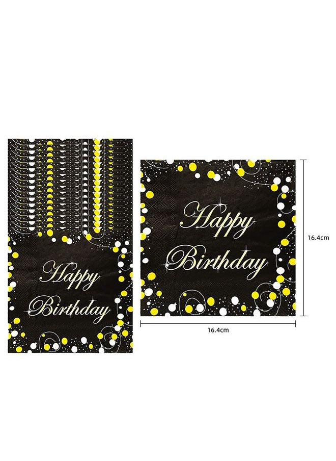 Ocean 114 Piece Happy Bithday Party Pack Tableware, Cups Napkin Tissue Plates, Gold Polka Dot Disposable Party Decoration, for Birthday Graduation Set 16 Guest  - Image 3