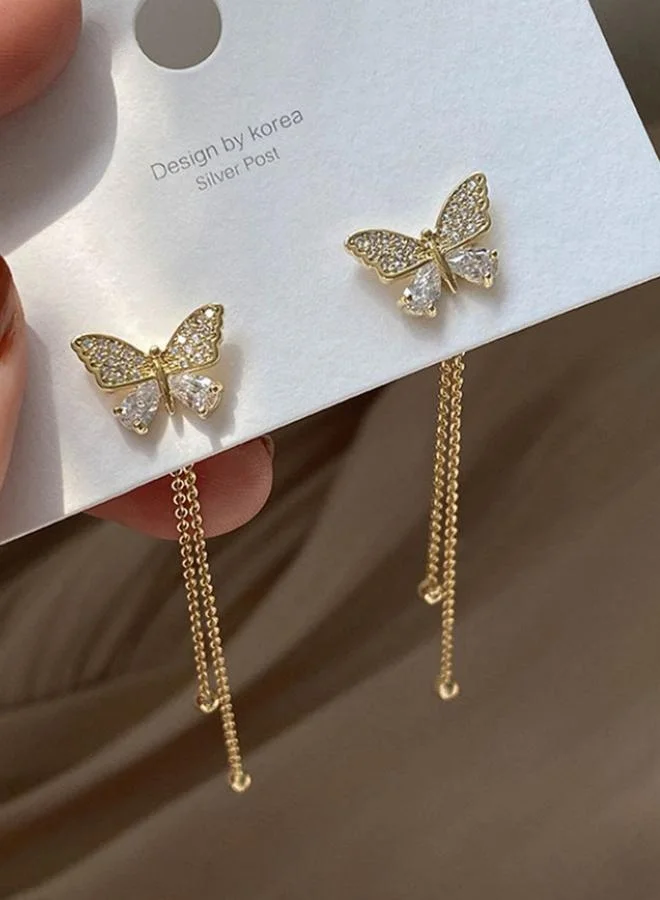 Take Two Rhinestone Butterfly Dangle Earrings