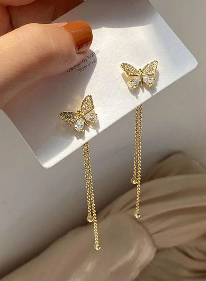Take Two Rhinestone Butterfly Dangle Earrings