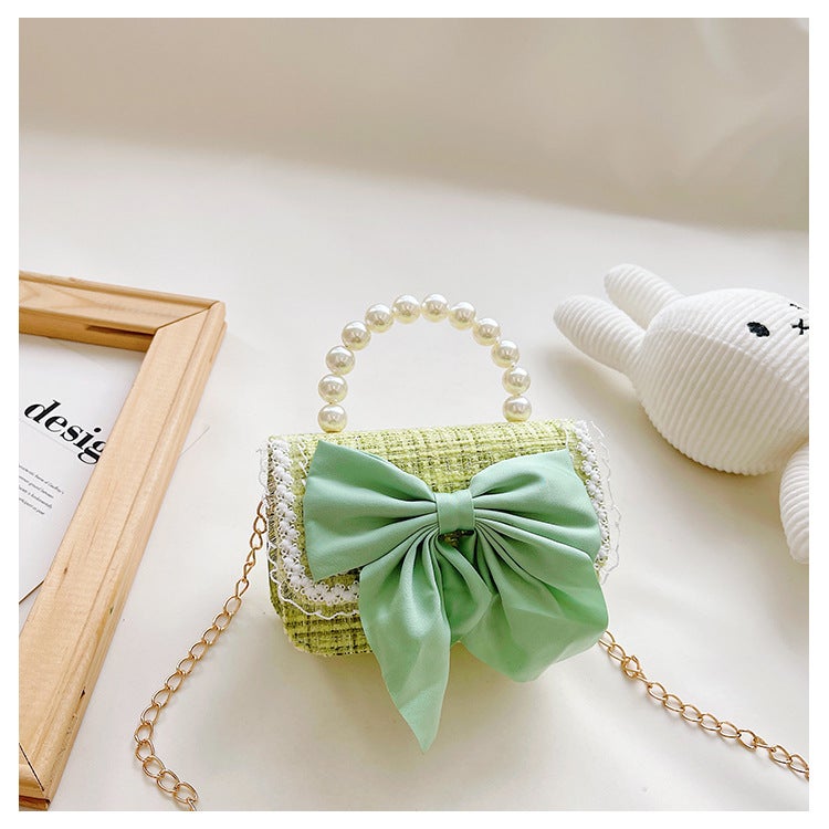 Kids Fashion Crossbody Bag with Chic Bow Princess Green Bow