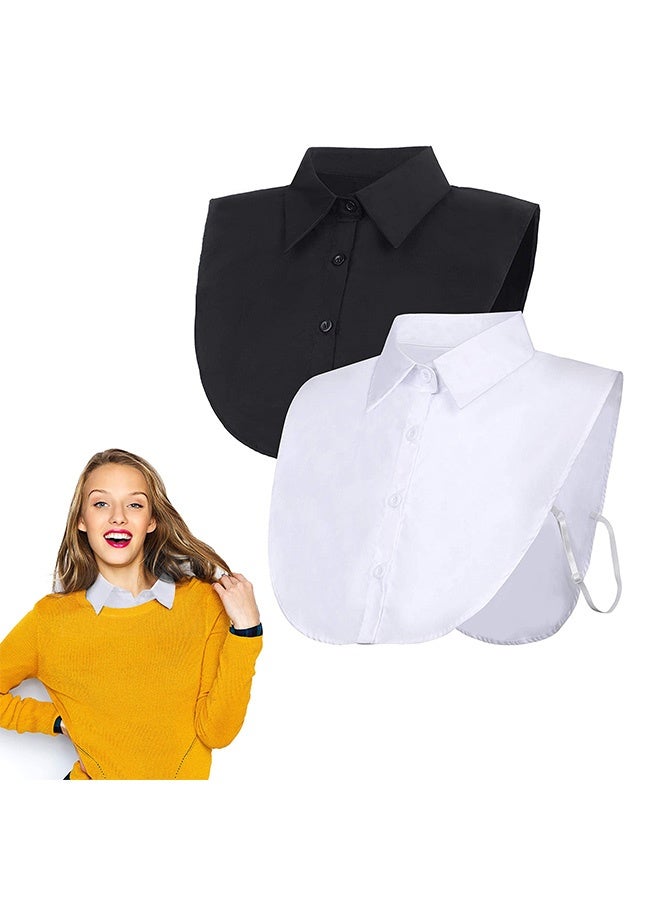 Peachjoy 2 Pcs Fake Collar Lady's Fake Collar Half Shirt Blouse Detachable False Collar Joker Shirt Decorative Collar Dickey Collar Cuff Cotton Choker Tie False Lapel Point - Image 1