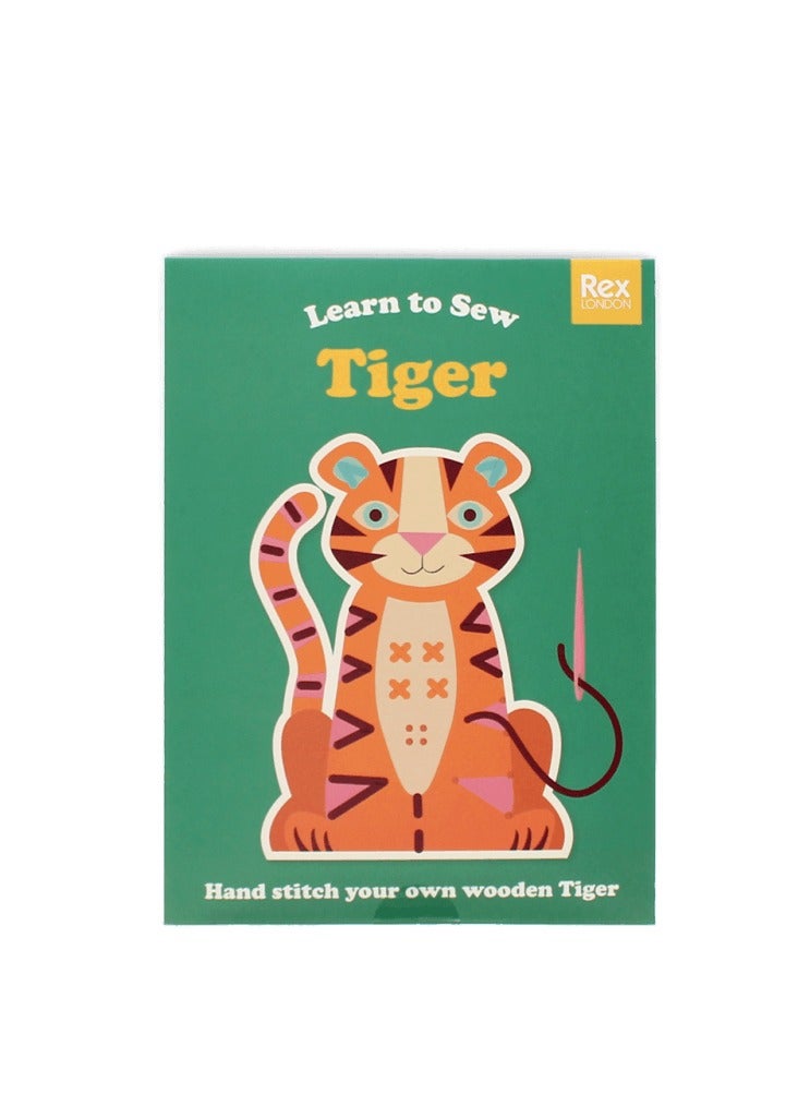 Rex London Tiger Learn to Sew Wooden Hand-Stitch Kit – Montessori Sewing Toy for Kids Ages 3+, Fine Motor Skill Toy with Yarn & Needle, Early Craft Activity for Toddlers, Boys & Girls, Eco-Friendly Educational Toy - Image 2