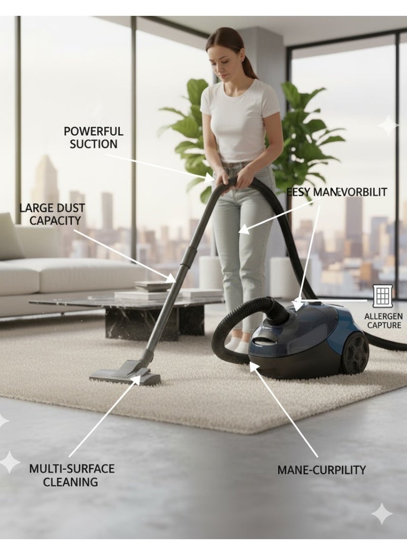 Powerful Vacuum Cleaner with Robust Suction  Multi-Surface Cleaning for Home Carpets & Hard Floors  Lightweight & User-Friendly Design - Image 3