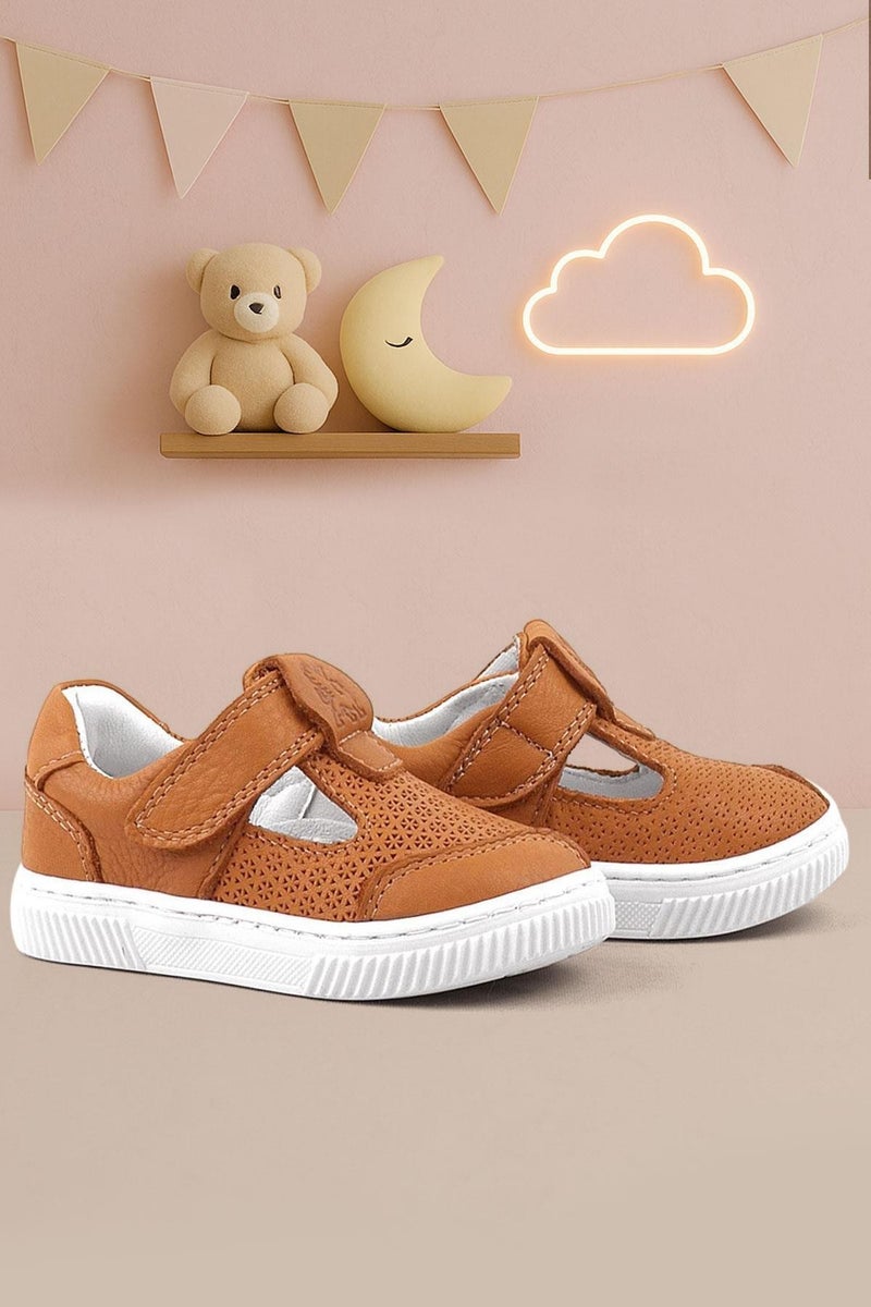 Rakerplus Bheem children's sports sandals made of genuine leather in orange with a Velcro strap - Image 1