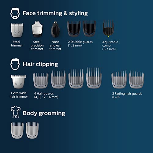 Norelco Philips Multigroom Series 5000 18 Piece, Beard Face, Hair, Body Hair Trimmer For Men - No Blade Oil Needed, Mg5910/49 - Image 2