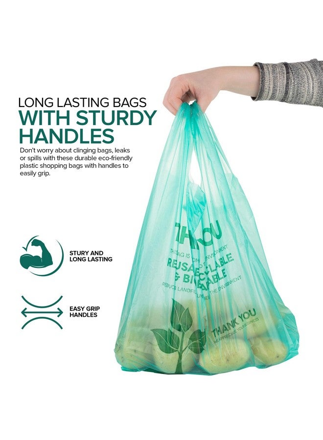 Stock Your Home Stock Your Home Eco Grocery Bags Disposable (200 Pack) T-Shirt Thank You Bag with Handles for Supermarket, Groceries, Produce, Shopping, Trash, Small Baggies Bulk - Image 4