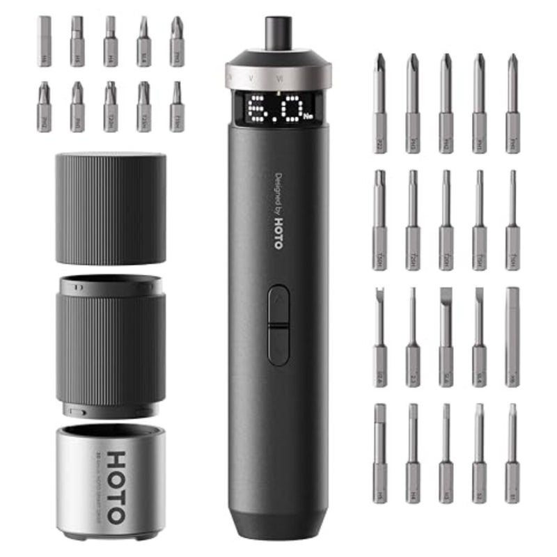 PixelDrive Electric Screwdriver 3.6V, Smart Screen, 6 Torque Settings 0.5-6 N·m,30 1/4" Hex Bits, LED Light, for Electronics and Home Repairs - Image 1