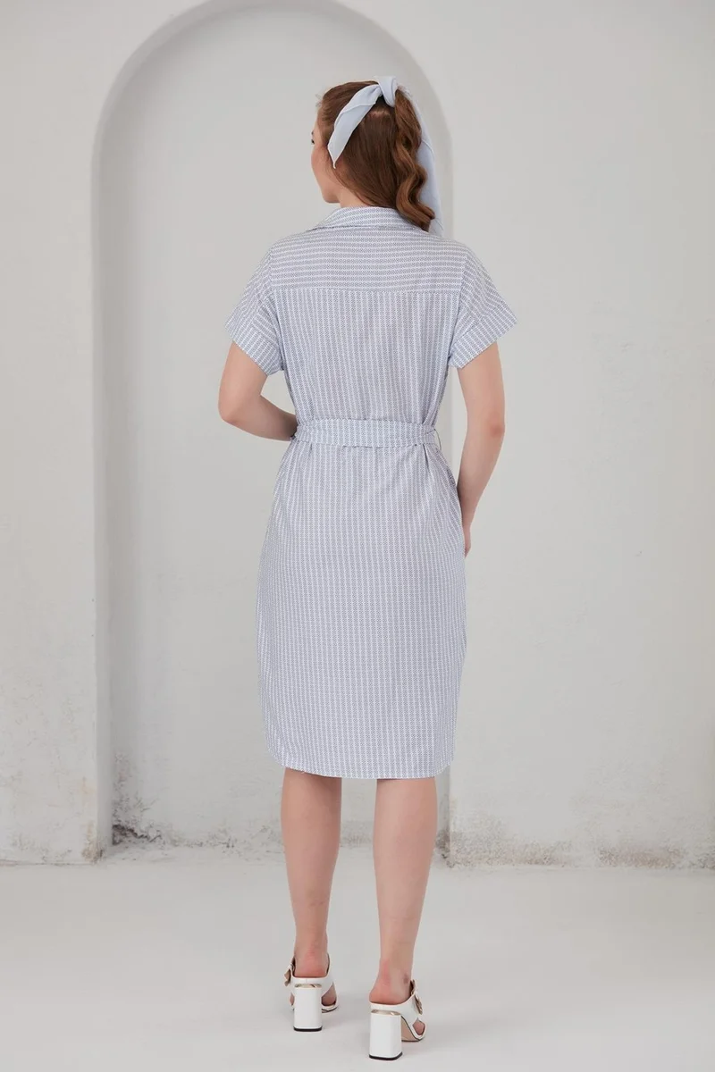 الكسندر جاردي Patterned Shirt Collar Dress (B21-47000)