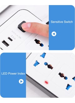 TYCOM Tycom Power Strip Surge Protector with USB- Extension Cord Flat Plug with Widely 6 AC Outlet and 3 USB 1Type C, Small Desktop Station with 6 ft Power Cord, Compact Socket  - Image 5