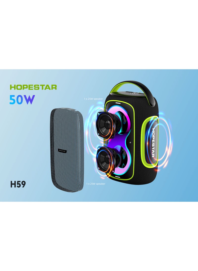 HOPESTAR H59 2025 Portable 50W Wireless Bluetooth Speaker | IPX5 Waterproof Outdoor Party Box with Remote Control | Deep Bass Home Theater Sound System | 10000mAh Rechargeable Battery | 3-5H Playtime | Two-Way Loudspeaker | MP3 Support - Image 3