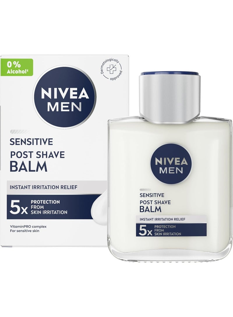 NIVEA MEN Sensitive After Shave Balm, With Chamomile & Hamamelis, Alcohol-Free Soothing Care for Irritated Skin, 100ml - Image 1