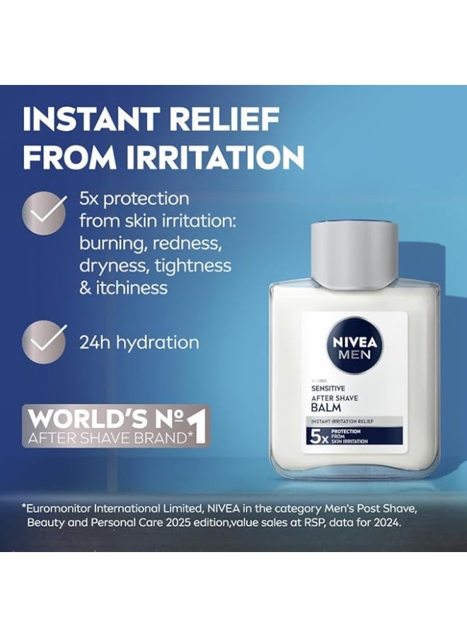 NIVEA MEN Sensitive After Shave Balm, With Chamomile & Hamamelis, Alcohol-Free Soothing Care for Irritated Skin, 100ml - Image 5