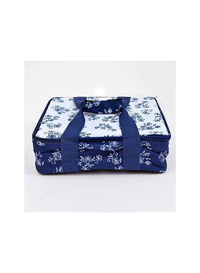 Temp-tations Floral Lace Bakeware Set,Take Baker Square Bakers with Tote Bag-Blue - Image 2