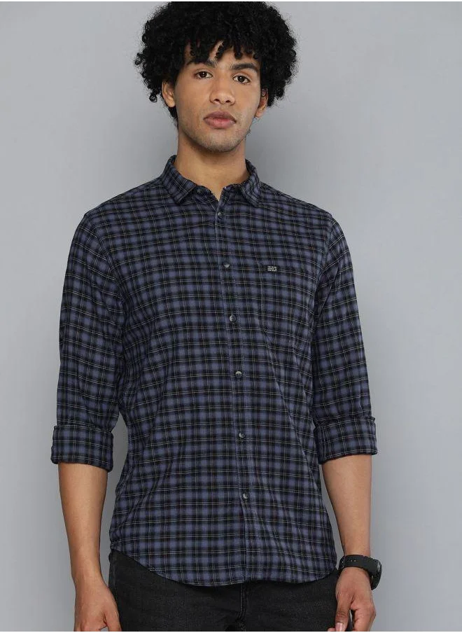 The Indian Garage Co Men Slim Fit Checkered Full Sleeves Spread Collar Casual Shirt