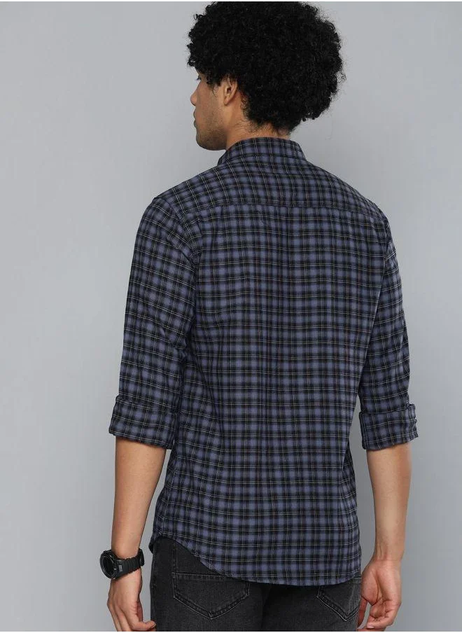 The Indian Garage Co Men Slim Fit Checkered Full Sleeves Spread Collar Casual Shirt