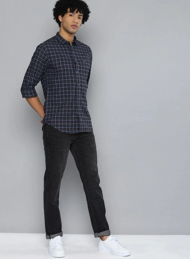 The Indian Garage Co Men Slim Fit Checkered Full Sleeves Spread Collar Casual Shirt