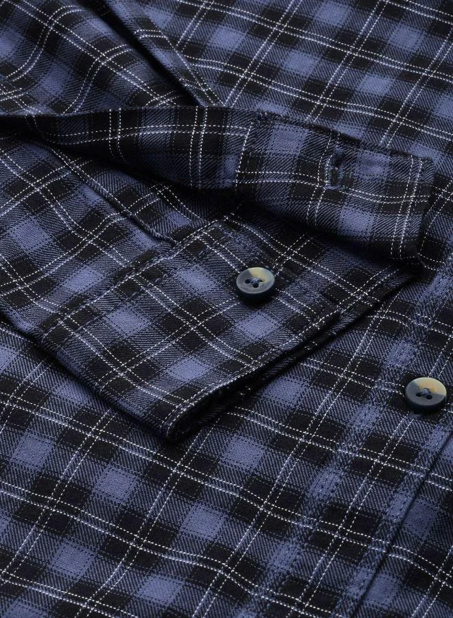 The Indian Garage Co Men Slim Fit Checkered Full Sleeves Spread Collar Casual Shirt