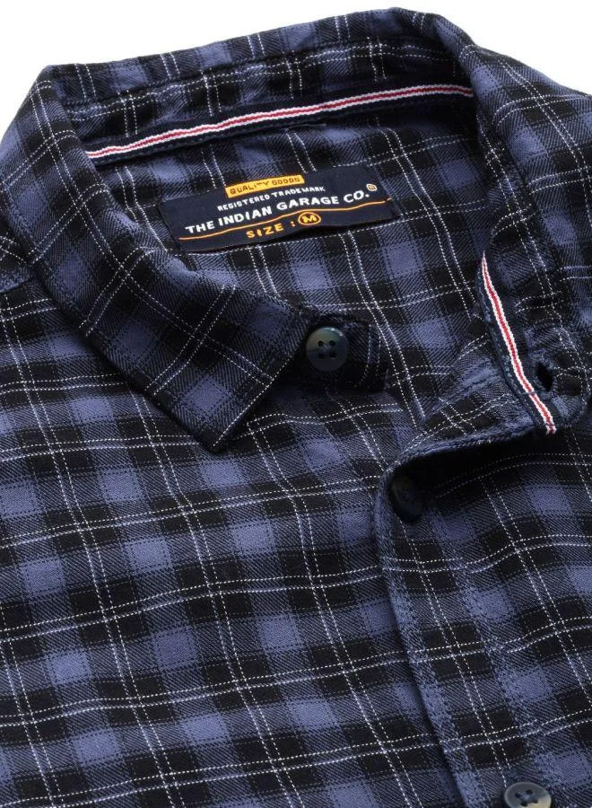 The Indian Garage Co Men Slim Fit Checkered Full Sleeves Spread Collar Casual Shirt