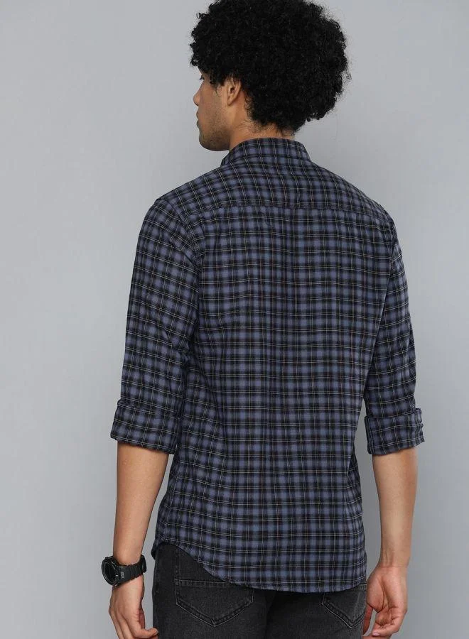 The Indian Garage Co Men Slim Fit Checkered Full Sleeves Spread Collar Casual Shirt
