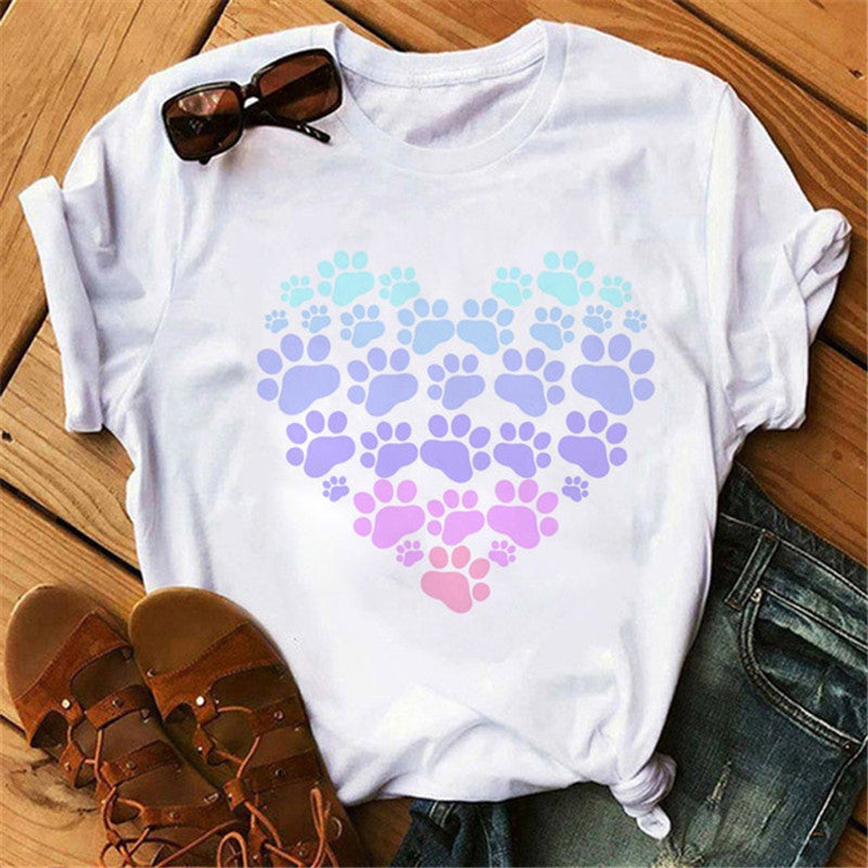[Same day] cross-border supply of T-shirt printed T-shirt women's short-sleeved women's clothing - Image 1