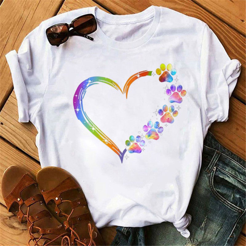 [Same day] cross-border supply of T-shirt printed T-shirt women's short-sleeved women's clothing - Image 2