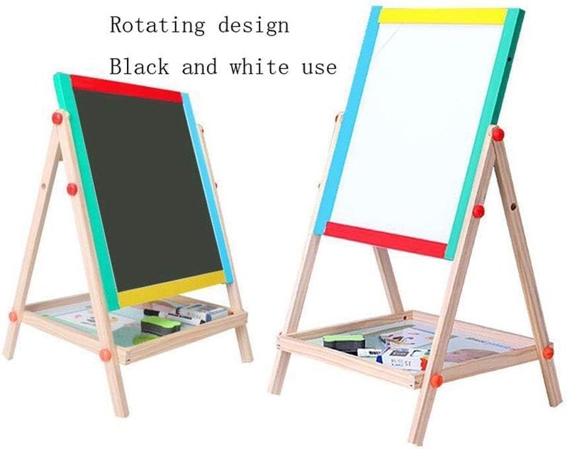 Erweicet Drawing Board Double-sided Liftable Colorful Wooden Graffiti Painting Art Blackboard 2-in-1 Children's Easel Gift - Image 2