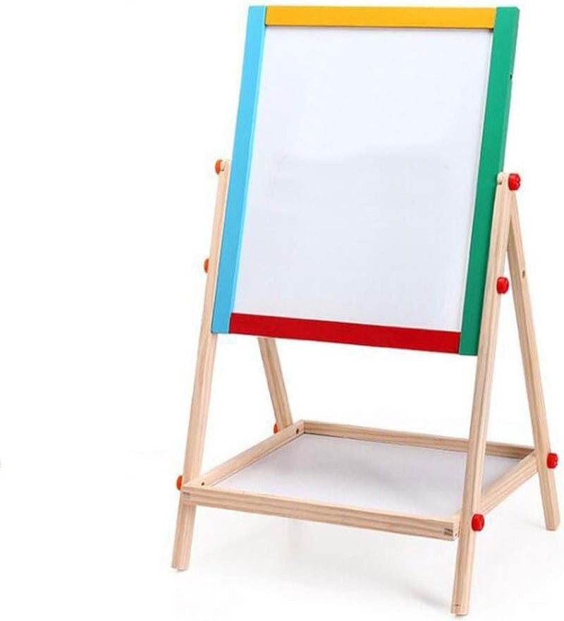 Erweicet Drawing Board Double-sided Liftable Colorful Wooden Graffiti Painting Art Blackboard 2-in-1 Children's Easel Gift - Image 1