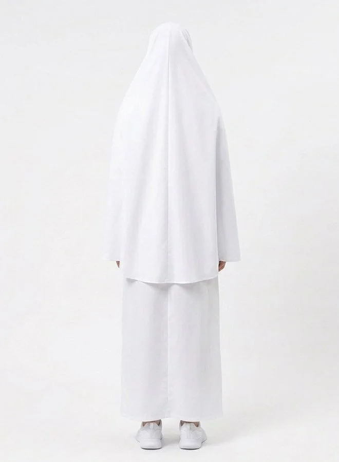 HAWRAA ABAYA Hajj & Umrah Abaya 4-Piece Set – Shoulder Design with Elastic Sleeves, Includes Hijab