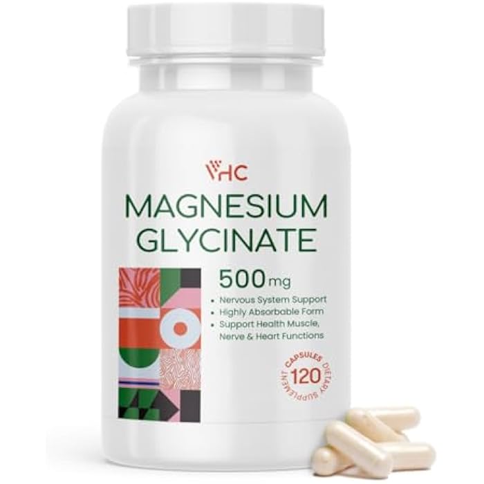 VHC Magnesium Glycinate 500mg Supplement Capsules, High Absorption- Gentle Form,Highly Purified Magnesium Mineral Supplements for Women & Men, 120 Caps, Made in USA (1) - Image 1