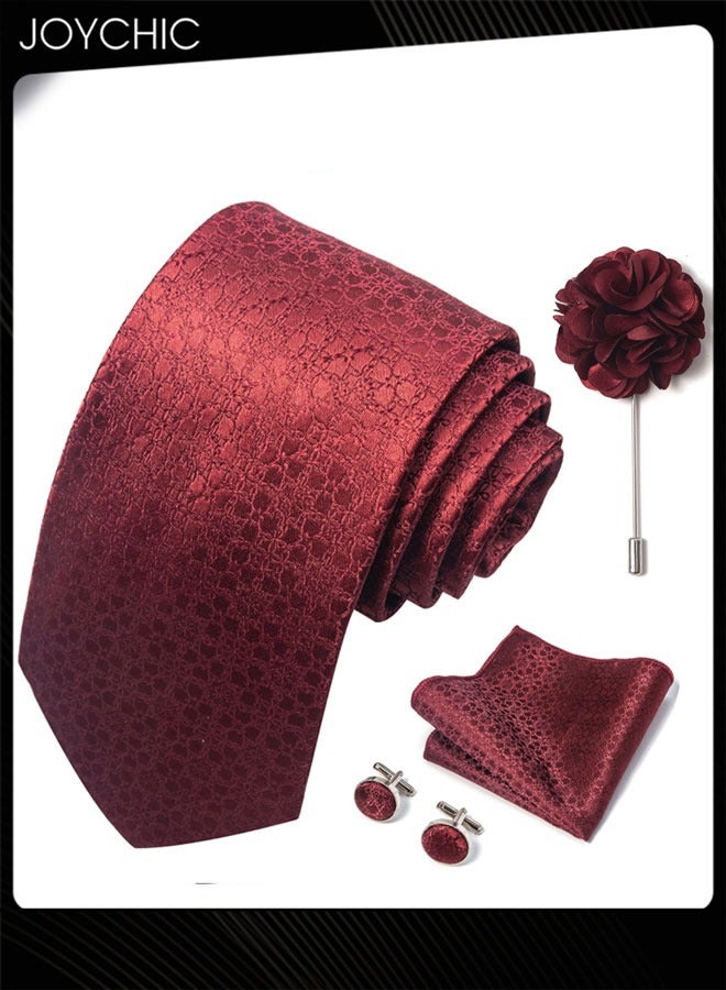 Joychic Classic Pattern Ties for Men Set with Pocket Square Cufflink and Corsage, Necktie in Gift Box for Wedding and Business Formal Occasions - Image 2