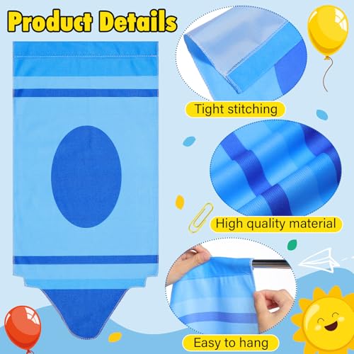 Cosblank 8 Pcs School Classroom Rainbow Curtains Cartoon Crayon Back to School Colorful Crayon Curtains for First Day of Kindergarten Daycare Primary Playroom Room Decor(24 x 12inches) - Image 3