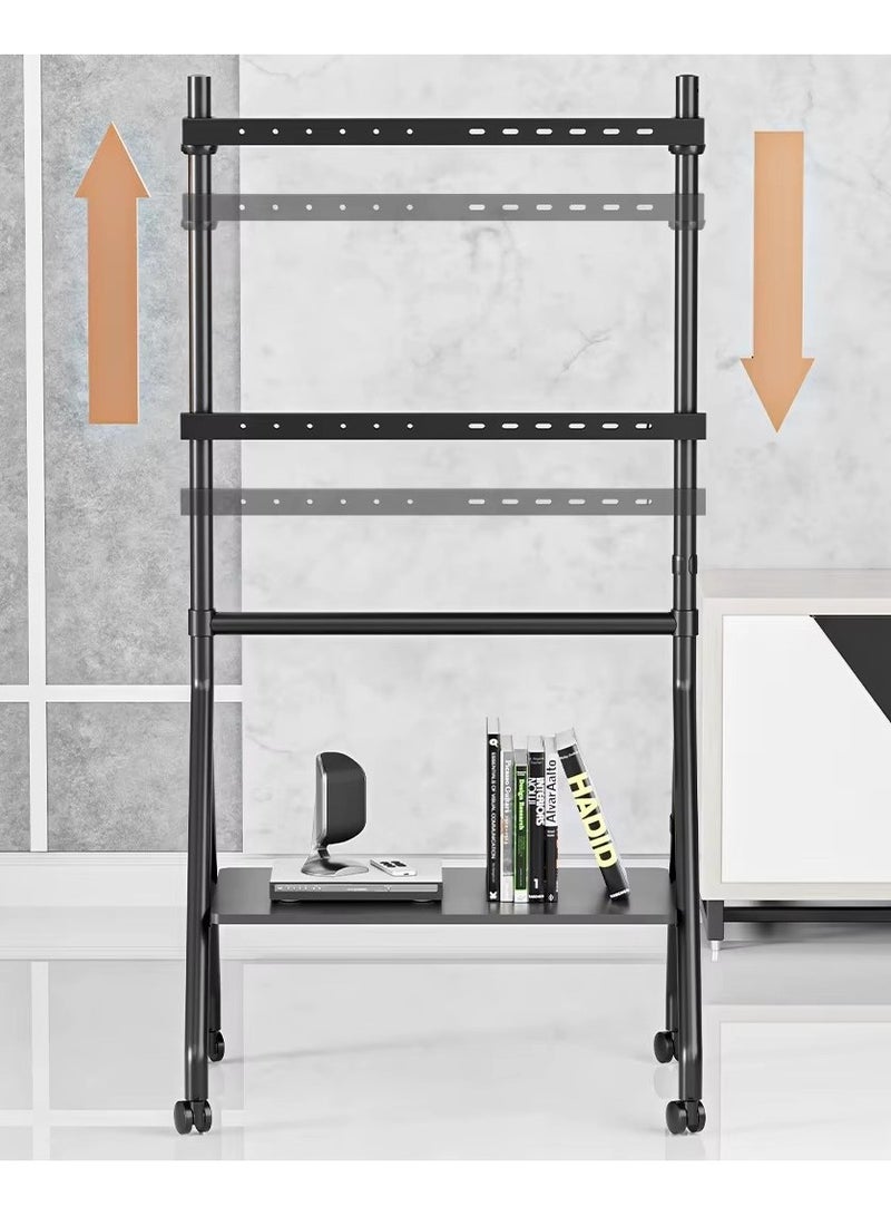 بيتيك حامل تلفزيون متحرك يناسب شاشات من 32 إلى 86 بوصة، بعجلات قابلة للقفل، قابل لتعديل الارتفاع، حمولة حتى 45 كجم، إدارة للكابلات، حامل منزلق ورف إضافي بحمولة 10 كجم، أسود |  TF-RG9B - Image 4