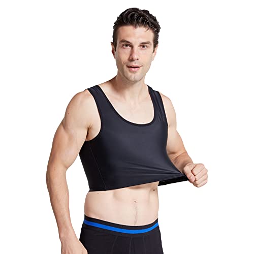 BaronHong Men Hide Gynecomastia Pullover Chest Binder Compression Slimming Undershirt Male Corset Tank Tops(black,M) - Image 2