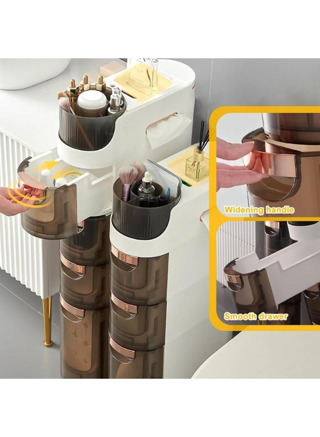 XiuWoo Narrow Bathroom Storage Cabinet with Toilet Paper Holder - Slim Vertical Dresser for Small Spaces, Freestanding Organizer for Kitchen, Laundry Room & Toilet Gaps(2-Tiers) - Image 5