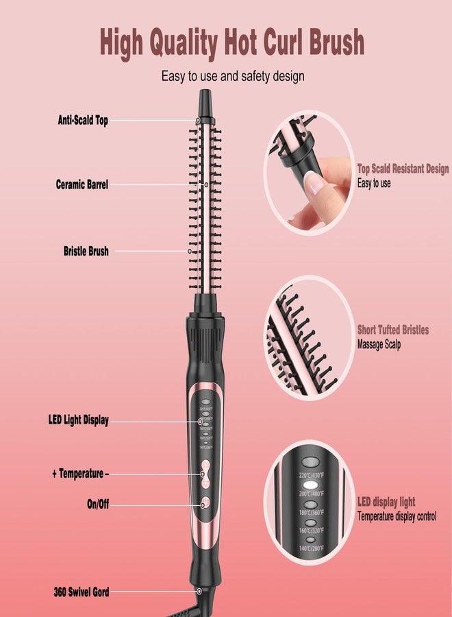 DENVEK Thermal Brush, Heated Round Brush & Small Curling Iron with Ceramic Ionic Technology, 1/2 inch for Volumizing & Styling, Travel-Friendly Hot Comb with Adjustable Temperature（Rose Gold 0.5 inch） - Image 5