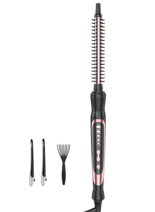 DENVEK Thermal Brush, Heated Round Brush & Small Curling Iron with Ceramic Ionic Technology, 1/2 inch for Volumizing & Styling, Travel-Friendly Hot Comb with Adjustable Temperature（Rose Gold 0.5 inch） - Image 1