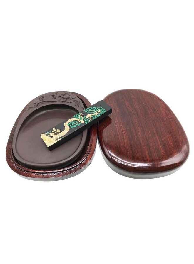 Easyou Duan Inkstone Top Grade Ink Stone with Traditional Chinese Dragon Sculpture 5" in Length - Image 1