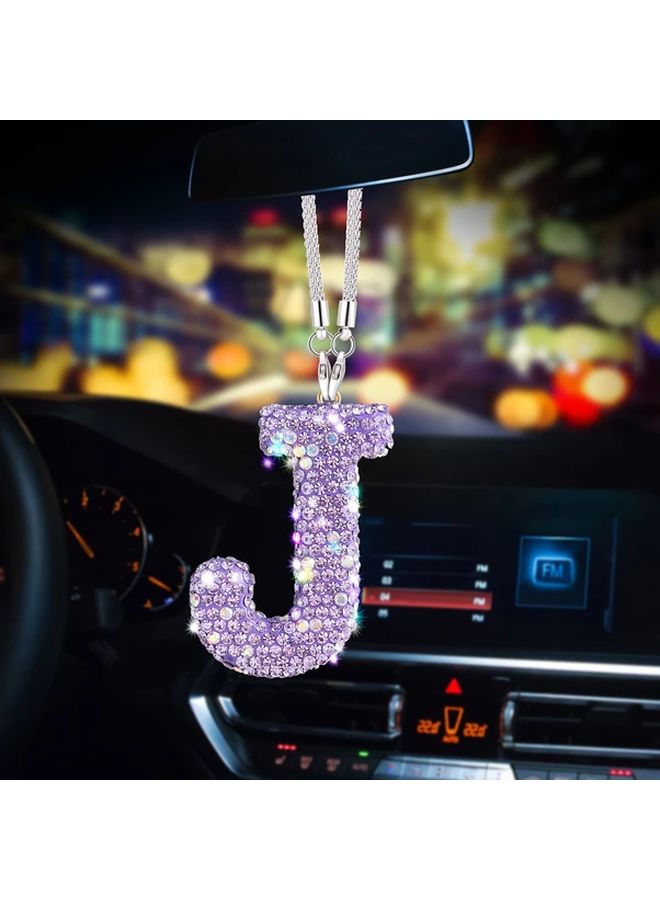 Sparkling Purple Crystal SC Letter Pendant for Car Rearview Mirror Rhinestone Charm - Image 3