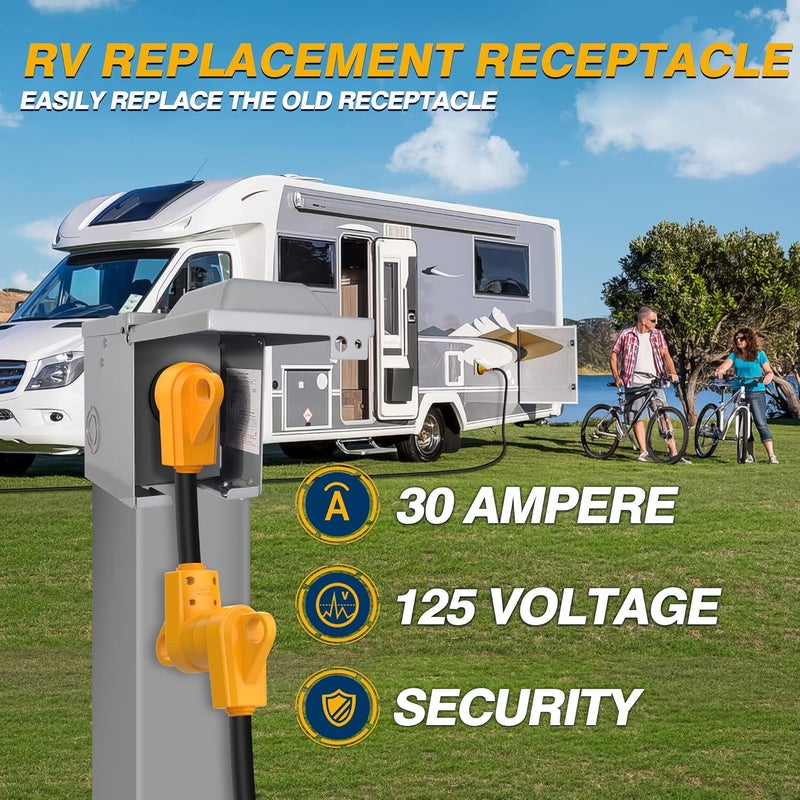MICTUNING 125V 30Amp Heavy Duty RV Female Replacement Receptacle Plug with Ergonomic Handle - Image 2