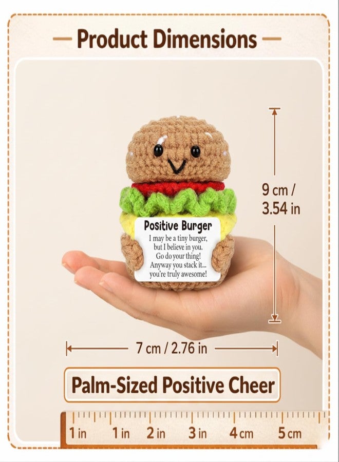 Suny Smiling Mini Positive Handmade Crochet Burger, Encouragement Birthday Gifts for Women Men, Cheer Up Gift for Coworker Friend, Funny White Elephant Ideas & Cute Desk Decor - Image 2
